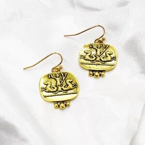 Gold Coin Earrings with Ancient Greek Design